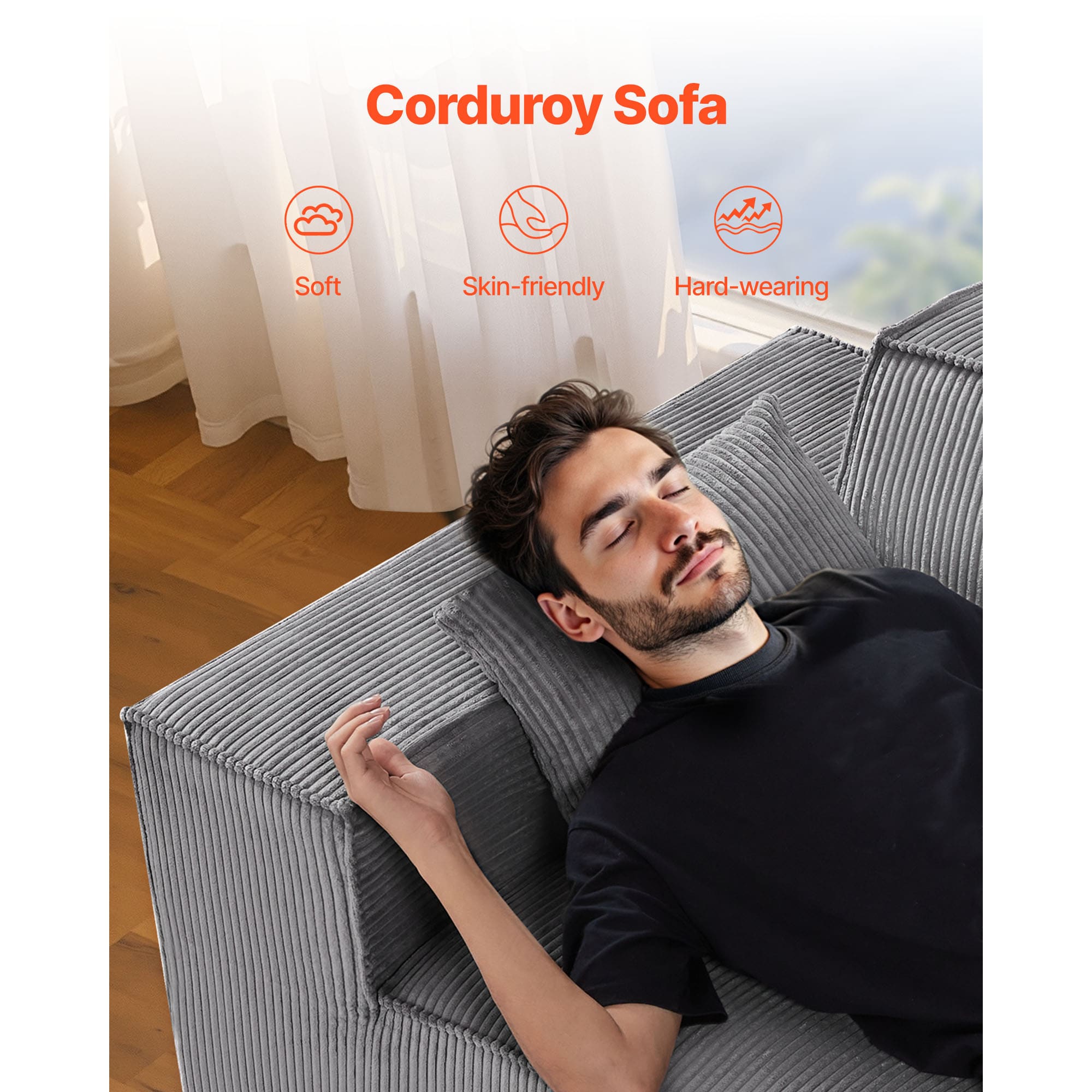 Loveseat Sofa, 63-Inch 2-Seats Couch For Living Room, Modern Small Corduroy Couch With Pocket Springs, Soft Cushions, Comfy Loveseat For Bedroom, Office Or Apartment, No Assembly Required, Gray_maomaolike.com